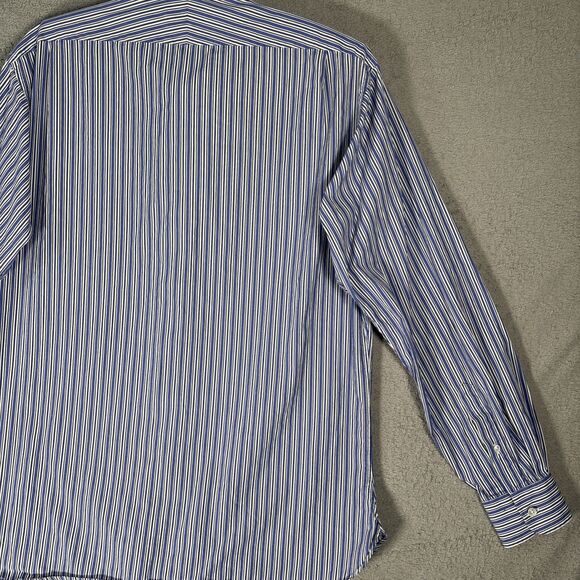 Ralph Lauren Purple Label Dress Shirt Men’s Size 17 Blue White Stripes Italy - Picture 14 of 16